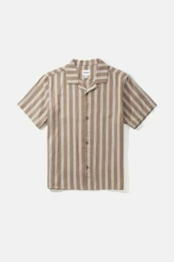 Rhythm Mens Vacation Stripe SS Shirt - Latte -UK Surfing Equipment Sales Store 0123m wt08 vacation stripe ss shirt latte 600x