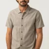 Rhythm Mens Seersucker Stripe SS Shirt - Sage
