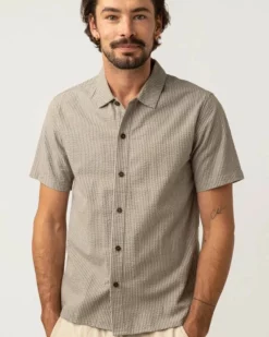 Rhythm Mens Seersucker Stripe SS Shirt - Sage
