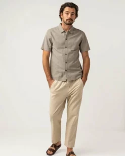 Rhythm Mens Seersucker Stripe SS Shirt - Sage -UK Surfing Equipment Sales Store 0123m wt09 seersucker stripe ss shirt sage 4 600x