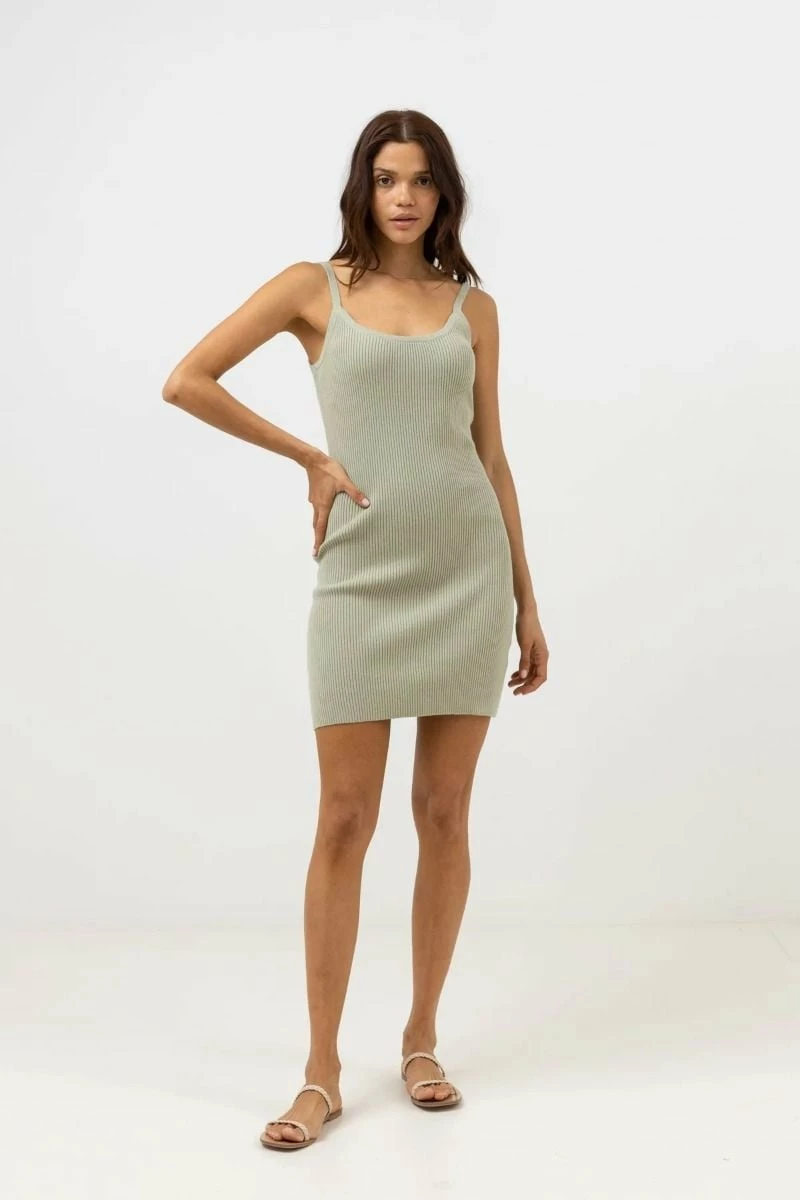 Rhythm Ease Knit Womens Mini Dress - Aloe 4 Rhythm Ease Knit Womens Mini Dress - Aloe - Image 4