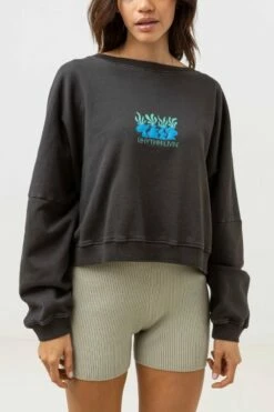 Rhythm Del Palmas Womens Slouch Fleece - Washed Black