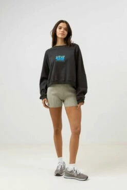 Rhythm Del Palmas Womens Slouch Fleece - Washed Black -UK Surfing Equipment Sales Store 0423w fl04 bloom slouch fleece black 4