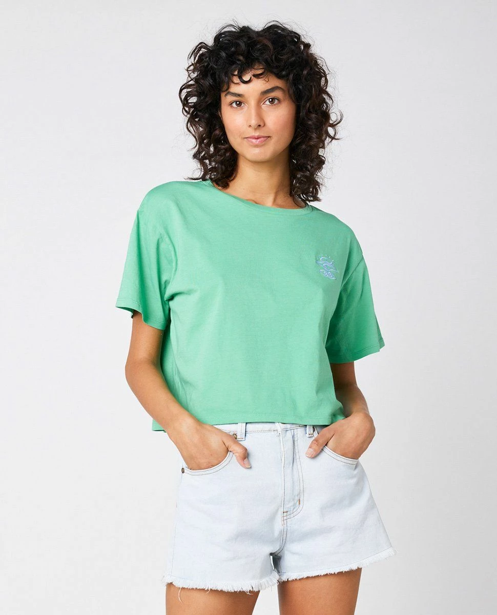 Rip Curl Womens Search Icon Crop Tee - Green 1 Rip Curl Womens Search Icon Crop Tee - Green