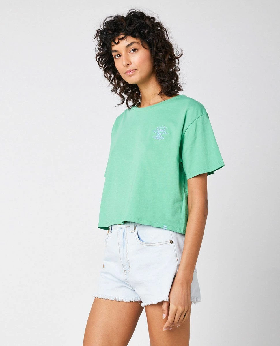 Rip Curl Womens Search Icon Crop Tee - Green 2 Rip Curl Womens Search Icon Crop Tee - Green - Image 2