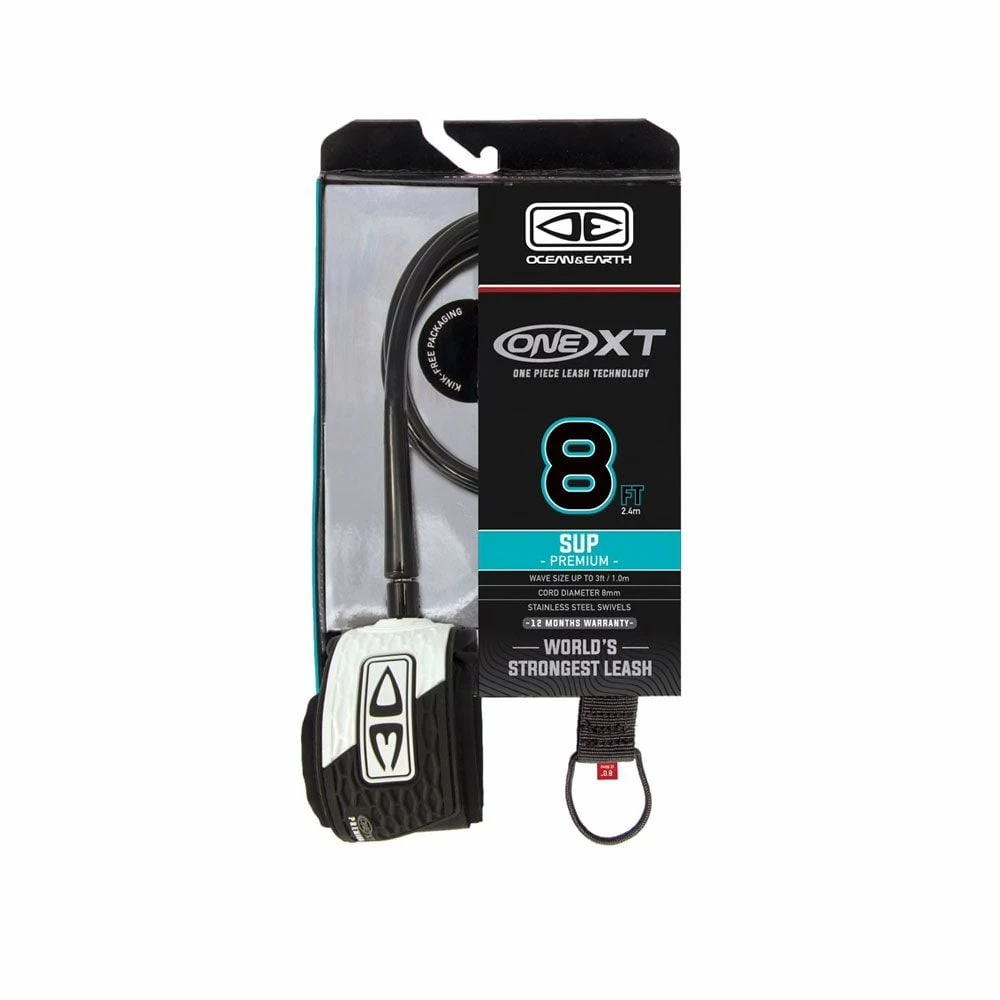 Ocean & Earth 8ft SUP ONE-XT Premium Leash - Black 1 Ocean & Earth 8ft SUP ONE-XT Premium Leash - Black