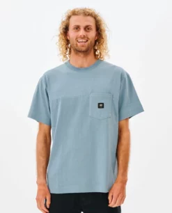 Rip Curl Quality Surf Products Mens Pocket Tee - Mineral Blue