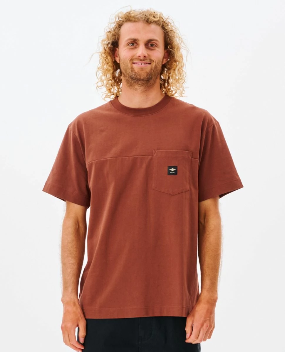 Rip Curl Quality Surf Products Mens Pocket Tee - Dusted Chocolate 1 Rip Curl Quality Surf Products Mens Pocket Tee - Dusted Chocolate