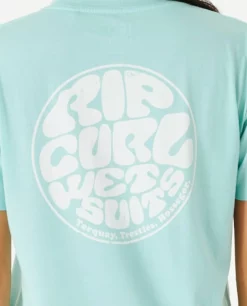 Rip Curl Wettie Icon Womens Relaxed T-Shirt - Light Aqua -UK Surfing Equipment Sales Store 106482 00bwte 8089 5