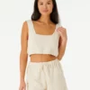 Rip Curl Oceans Together Womens Crochet Top Tank - Off White