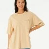 Rip Curl Oceans Together Heritage Mid Sleeve Tee - Natural