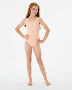 Rip Curl Luxe Rib One Piece Girls Costume - Shell Coral
