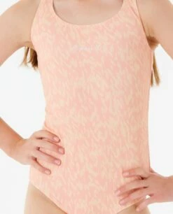 Rip Curl Luxe Rib One Piece Girls Costume - Shell Coral -UK Surfing Equipment Sales Store 108723 007gsw 0928 5
