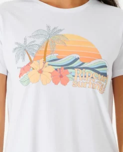 Rip Curl Womens Low Tide Standard Tee - White -UK Surfing Equipment Sales Store 109300 043wte 1000 5