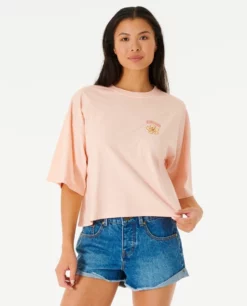 Rip Curl Aloha With Love Heritage Womens Crop Tee - Light Peach