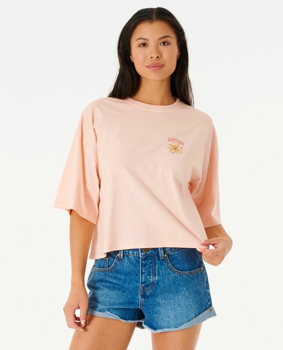 Rip Curl Aloha With Love Heritage Womens Crop Tee - Light Peach 1 Rip Curl Aloha With Love Heritage Womens Crop Tee - Light Peach