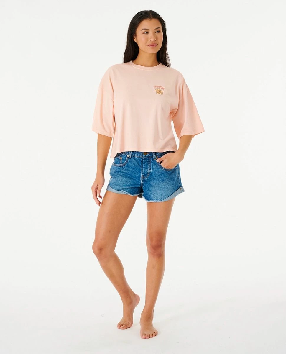 Rip Curl Aloha With Love Heritage Womens Crop Tee - Light Peach 4 Rip Curl Aloha With Love Heritage Womens Crop Tee - Light Peach - Image 4