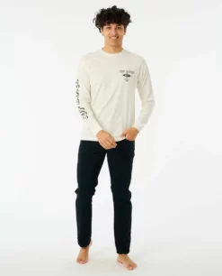 Rip Curl Fade Out Icon LS Tee - Bone -UK Surfing Equipment Sales Store 117106 ctevy9 3021 4