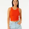 Rip Curl Premium Womens Rib Tank - Hot Orange