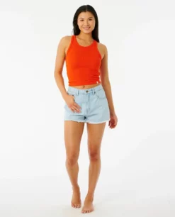 Rip Curl Premium Womens Rib Tank - Hot Orange -UK Surfing Equipment Sales Store 118705 gtemk9 8190 4
