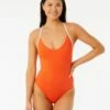 Rip Curl Premium Surf X Back Womens One Piece - Hot Orange