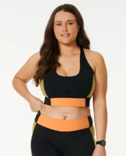 Rip Curl Womens Run Swin Surf Valley Block Crop Top - Black