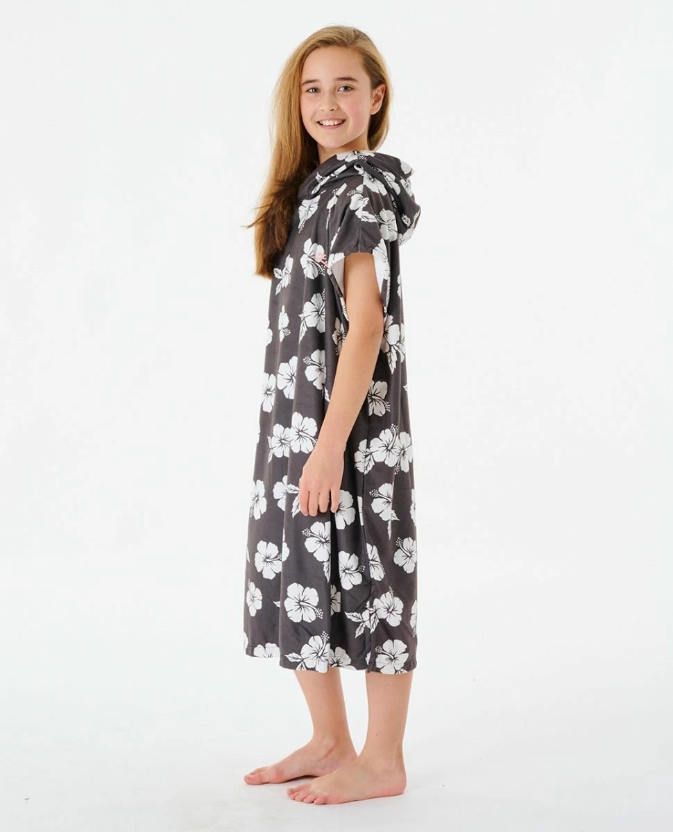 Rip Curl Desert Waves Girls Hooded Towel Poncho - Black/White 3 Rip Curl Desert Waves Girls Hooded Towel Poncho - Black/White - Image 3