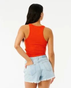 Rip Curl Premium Womens Rib Tank - Hot Orange -UK Surfing Equipment Sales Store 144770 gtemk9 8190 3