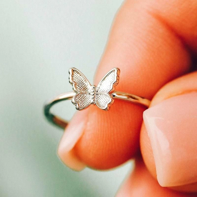Pura Vida Butterfly In Flight Ring In Silver 1 Pura Vida Butterfly In Flight Ring In Silver
