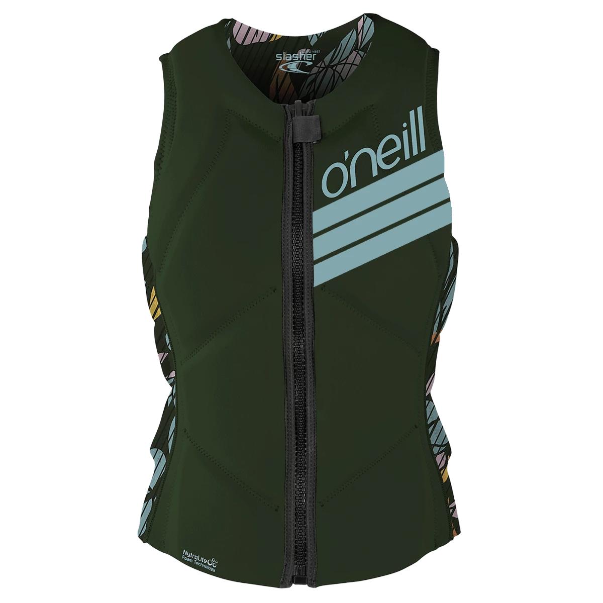 O'Neill Slasher Comp Womens Impact Vest - Dark Olive/ Baylen 1 O'Neill Slasher Comp Womens Impact Vest - Dark Olive/ Baylen