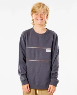 Rip Curl Surf Revival Boys Crew Fleece - Washed Black