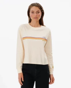 Rip Curl Melting Waves Long Sleeve Womens T-Shirt - Off White