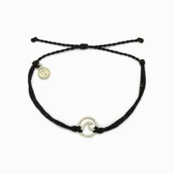 Pura Vida Gold Wave Bracelet - Black