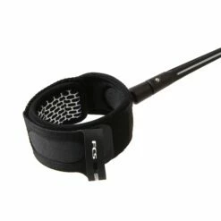 FCS Competition 6ft Essential Leash -UK Surfing Equipment Sales Store blk white web still4