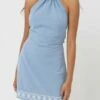 Rhythm Under The Sun Halter Dress - Dusty Blue