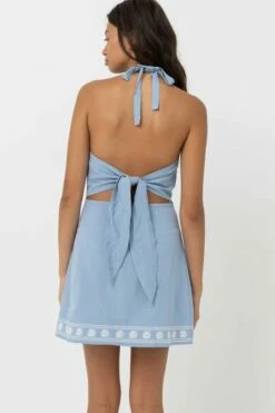 Rhythm Under The Sun Halter Dress - Dusty Blue -UK Surfing Equipment Sales Store c0423w dr01 under the sun halter dress 3 600x