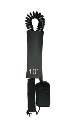 Vast 10ft Coiled Paddleboard Leash - Black