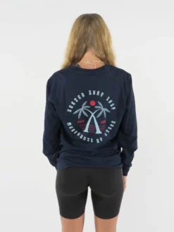 Sorted Surf Shop Crossed Palms Long Sleeve T Shirt - French Navy -UK Surfing Equipment Sales Store crossed palms ls 4