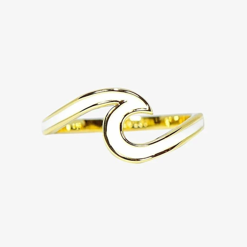 Pura Vida Enamel Wave Ring - Gold 1 Pura Vida Enamel Wave Ring - Gold