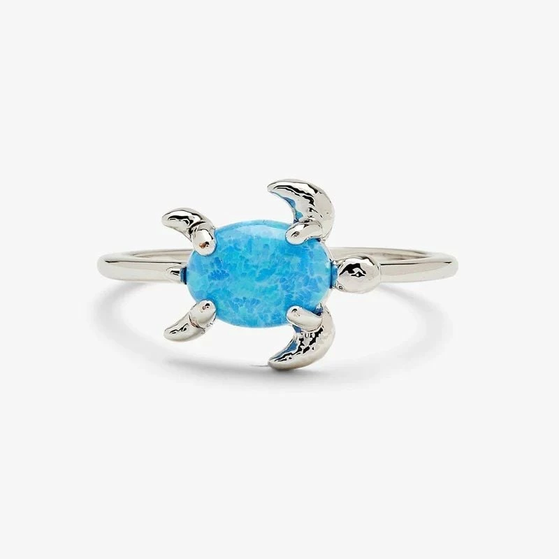 Pura Vida Opal Sea Turtle Ring - Silver 1 Pura Vida Opal Sea Turtle Ring - Silver