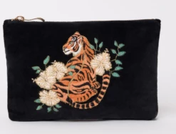 Elizabeth Scarlett Tiger Mini Pouch - Black Velvet