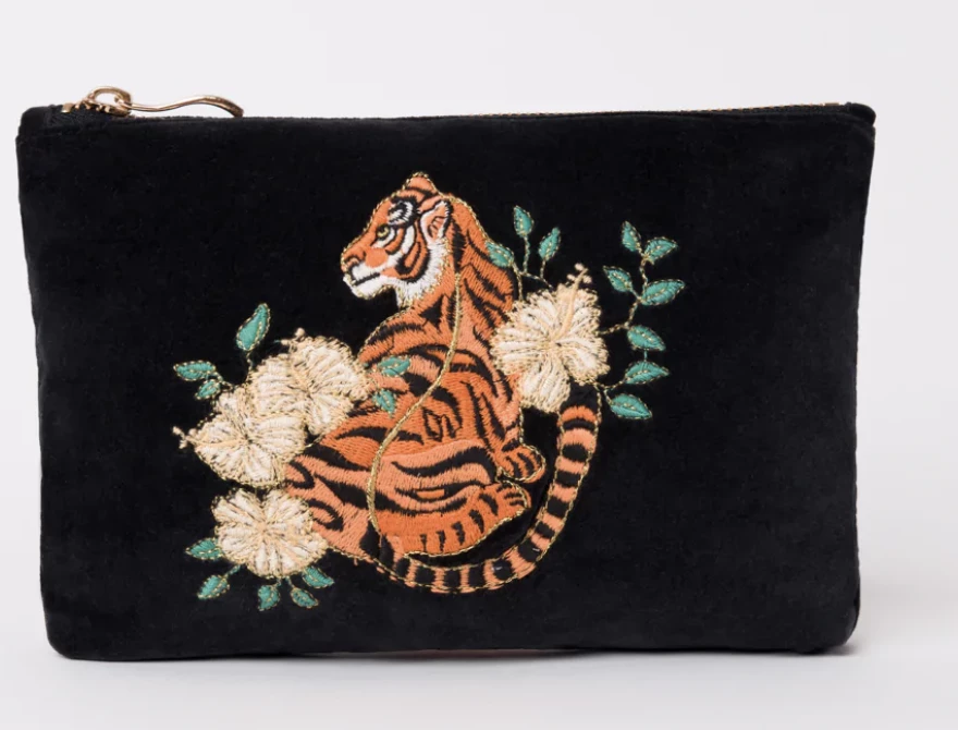Elizabeth Scarlett Tiger Mini Pouch - Black Velvet 1 Elizabeth Scarlett Tiger Mini Pouch - Black Velvet