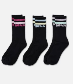 Impala Womens Stripe 3 Pack Socks - One Size