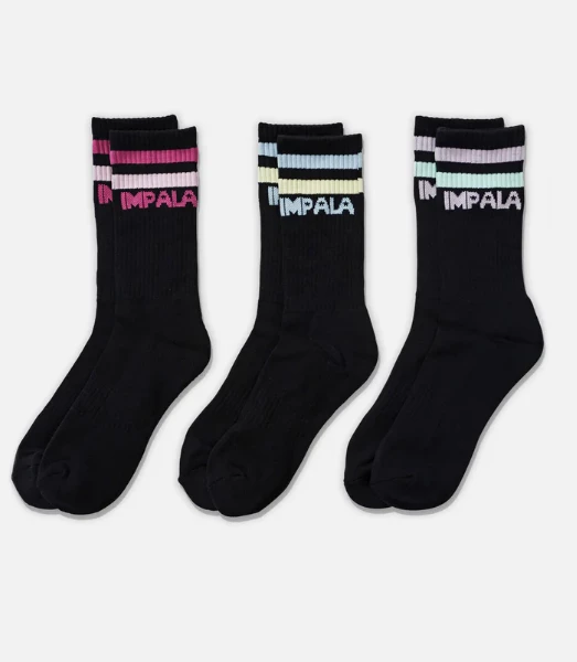 Impala Womens Stripe 3 Pack Socks - One Size 1 Impala Womens Stripe 3 Pack Socks - One Size