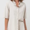 Rhythm Classic Womens Lounge Shirt - Oat