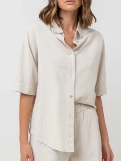 Rhythm Classic Womens Lounge Shirt - Oat