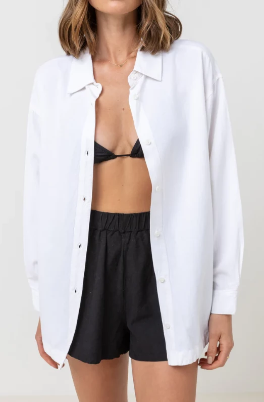 Rhythm Classic Womens Oversized Shirt - White 1 Rhythm Classic Womens Oversized Shirt - White