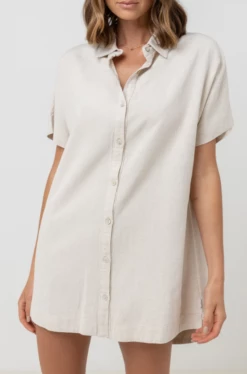 Rhythm Classic Womens Shirt Dress - Oat
