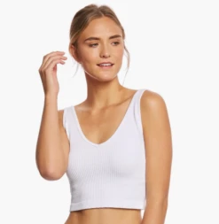 Free People Solid Womens Rib Brami - White