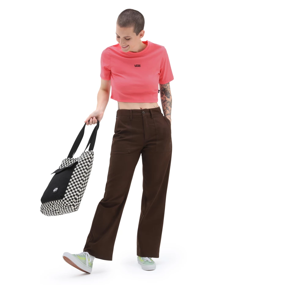 Vans Flying V Crop Crew Sport Womens Tee - Calypso Coral 2 Vans Flying V Crop Crew Sport Womens Tee - Calypso Coral - Image 2